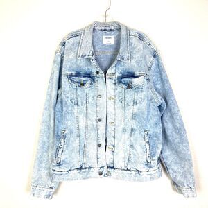 Old Navy Men's Denim Jacket Size XL Cotton Blue Stonewash Trucker Jean Jacket